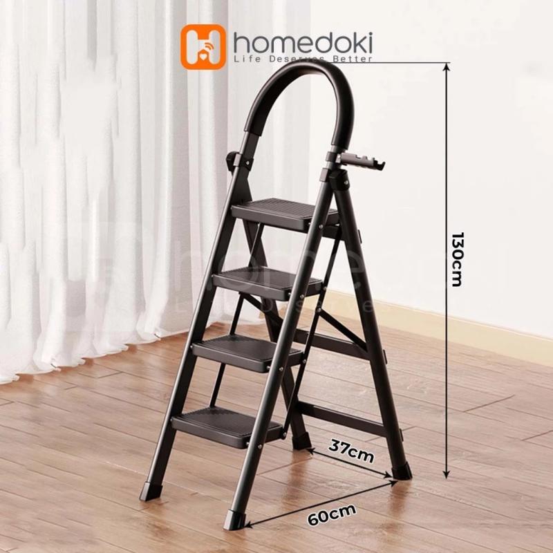 Homedoki Tangga Besi Lipat 4 Steps - Hitam