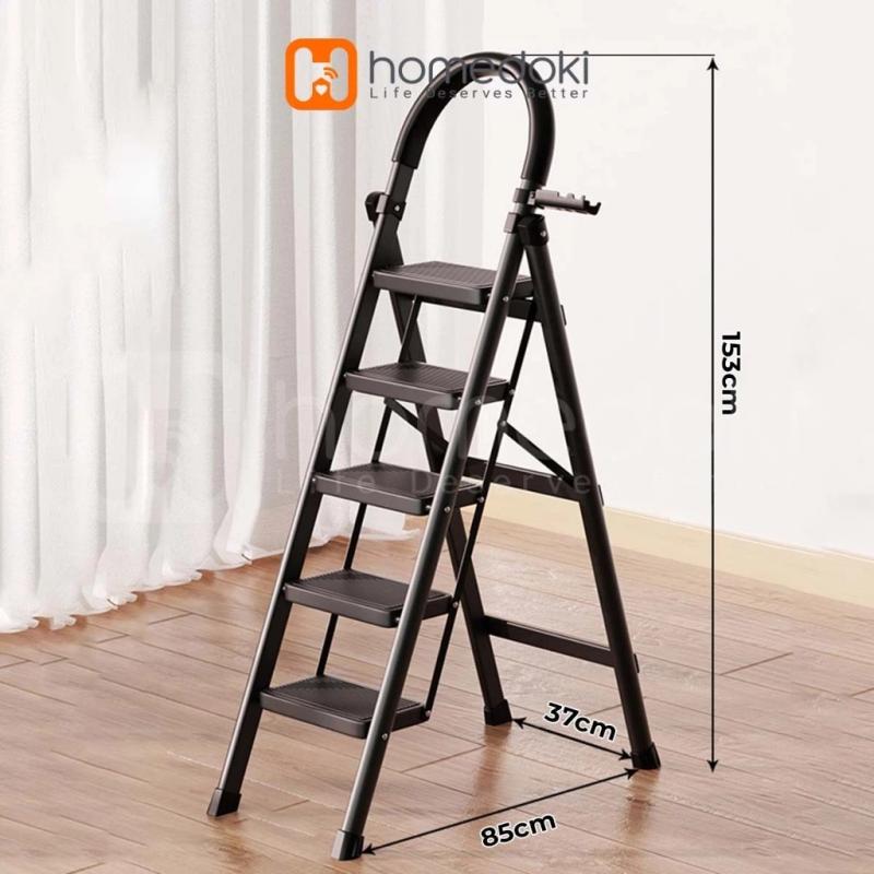 Homedoki Tangga Besi Lipat 5 Steps - Hitam