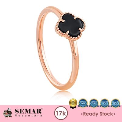 Cincin Emas Clover Flower Rose Gold Black 17K Diameter 1.83-1.87 cm Semar Nusantara